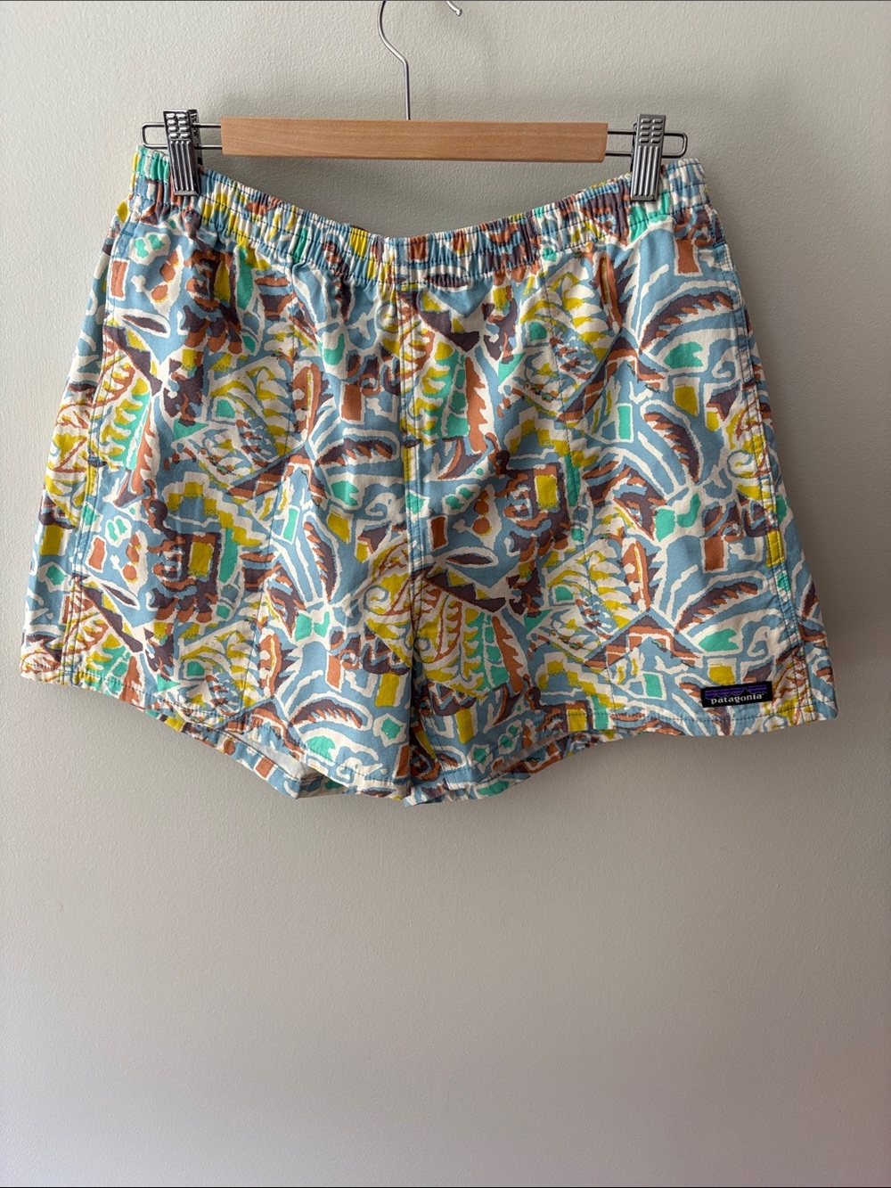 Patagonia Funhoggers Shorts Thriving Planet: Lago Blue Size Medium
